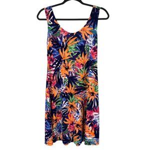 Vintage Gitane Sleeveless Dress Size M Stretch Floral Tropical Bold Beach Resort